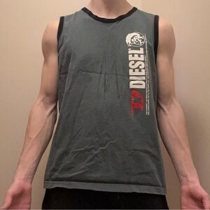 Diesel Men's Charcoal Graphic Tank Top